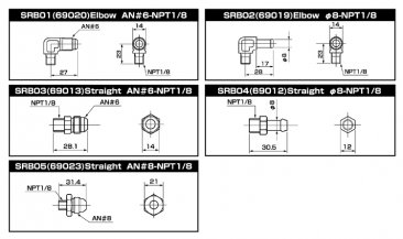 SARD Fuel Pressure Regulator Adapter Elbow AN#6 to NPT 1/8