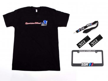 SSR 50th Anniversary T-Shirt, SSR Wheels License Plate Frame, Sticker, Lanyard Combo